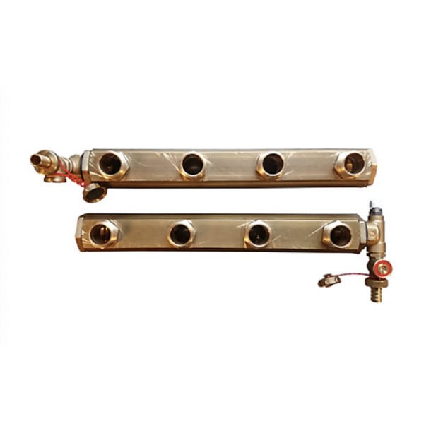 Jordvarme manifold 4 x 40mm m/kuglehaner